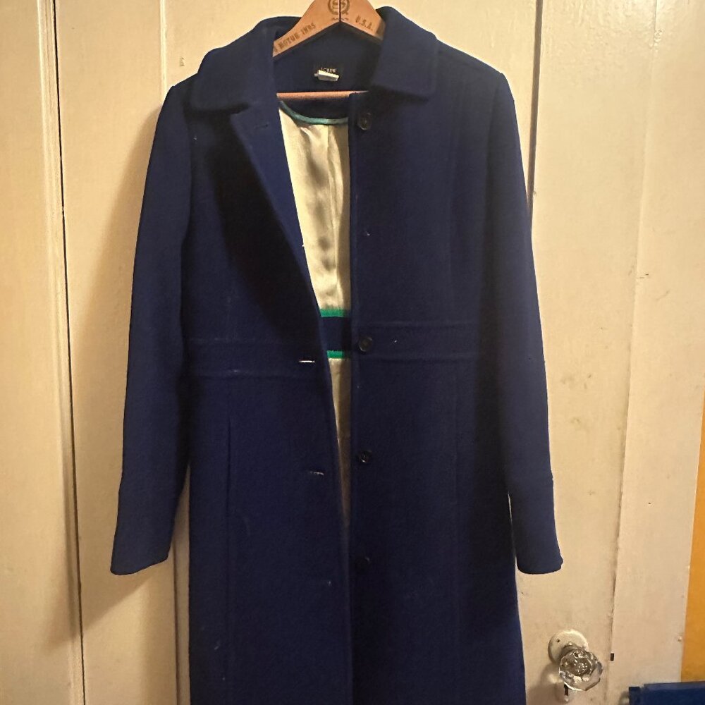J Crew deep blue car coat